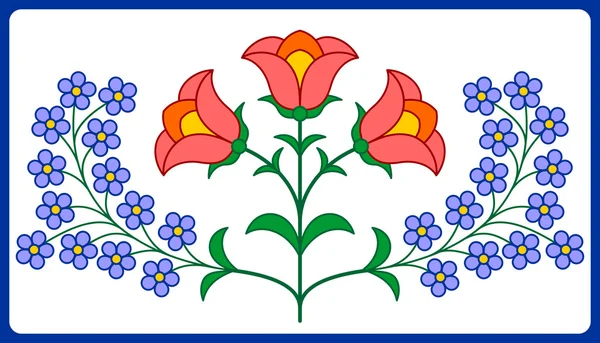 ハンガリーの刺繍の花飾り — ストックベクタ