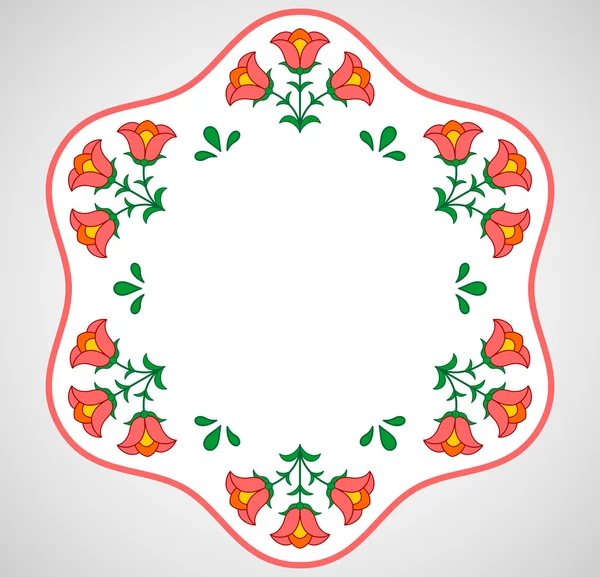 Cadre de broderie hongrois avec décoration florale — Image vectorielle