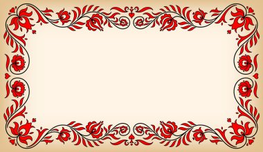Vintage frame with traditional Hungarian floral motives