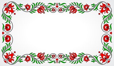 Empty frame with traditional Hungarian floral motives