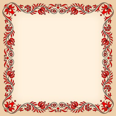 Vintage frame with traditional Hungarian floral motives