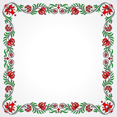 Empty frame with traditional Hungarian floral motives