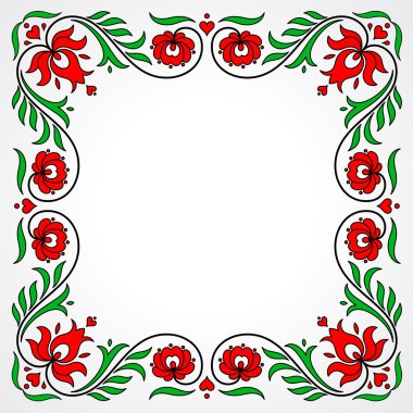 Empty frame with traditional Hungarian floral motives