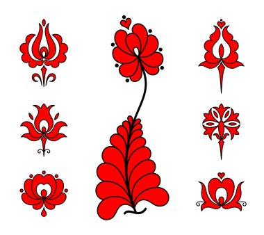 Traditional Hungarian embroidery floral elements