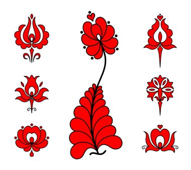 Traditional Hungarian embroidery floral elements