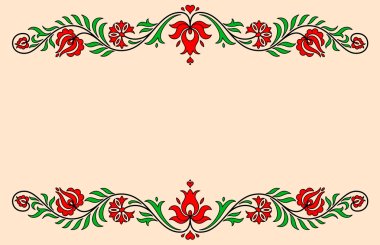 Vintage label with traditional Hungarian floral motives