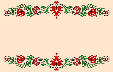 Vintage label with traditional Hungarian floral motives