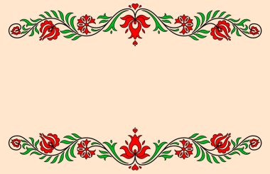 Vintage label with traditional Hungarian floral motives