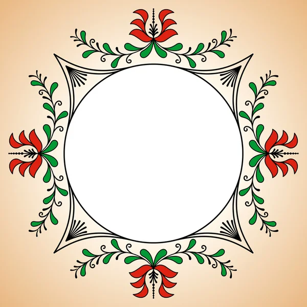 Round frame with Hungarian potter motives — ストックベクタ