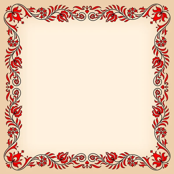Cadre vintage avec motifs floraux hongrois traditionnels — Image vectorielle