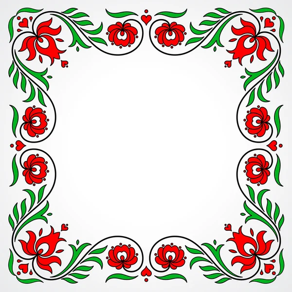 Empty frame with traditional Hungarian floral motives — 图库矢量图片