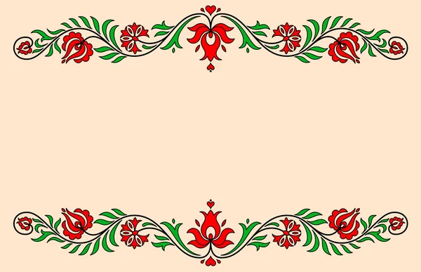 Étiquette vintage avec motifs floraux hongrois traditionnels — Image vectorielle