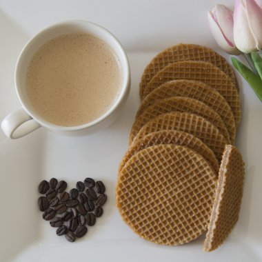 Karamel Stroopwafels ve kahve