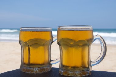 soğuk bira güneşli bir plaj