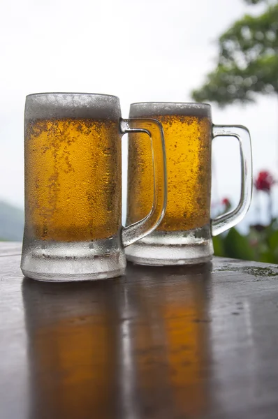 Two Mugs of Chilled Beer — Stock Photo, Image