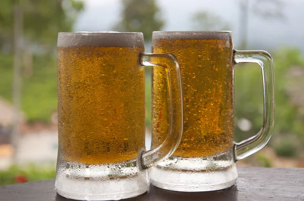 Two Mugs of Chilled Beer — Stock Photo, Image