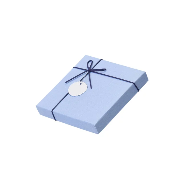 Blue Gift Box Paper Lids Floating White Background — Stock Photo, Image