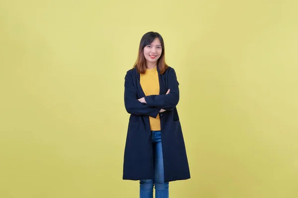 Portret Mooi Jong Aziatisch Vrouw Ontspannen Gelukkig Glimlach Studio Schot — Stockfoto