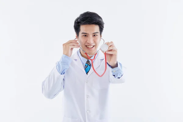 Foto Joven Guapo Guapo Alegre Feliz Hombre Médico Posando Aislado —  Fotos de Stock