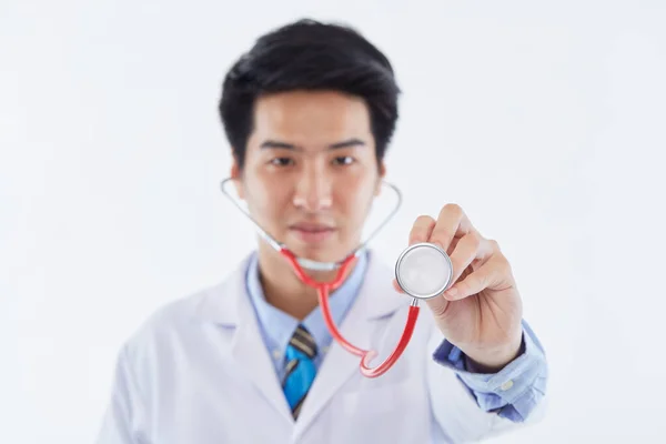 Foto Joven Guapo Guapo Alegre Feliz Hombre Médico Posando Aislado —  Fotos de Stock