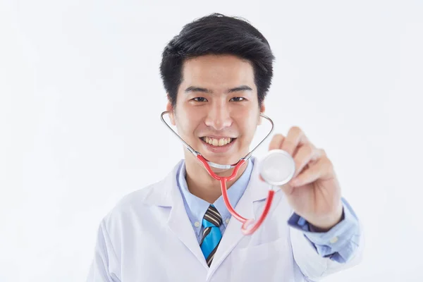 Photo Young Good Looking Handsome Cheerful Happy Man Doctor Posing — Stock Photo, Image