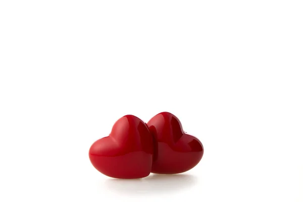 Feche Símbolo Vermelho Forma Coração Amor Fundo Branco — Fotografia de Stock