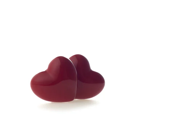 Feche Símbolo Vermelho Forma Coração Amor Fundo Branco — Fotografia de Stock