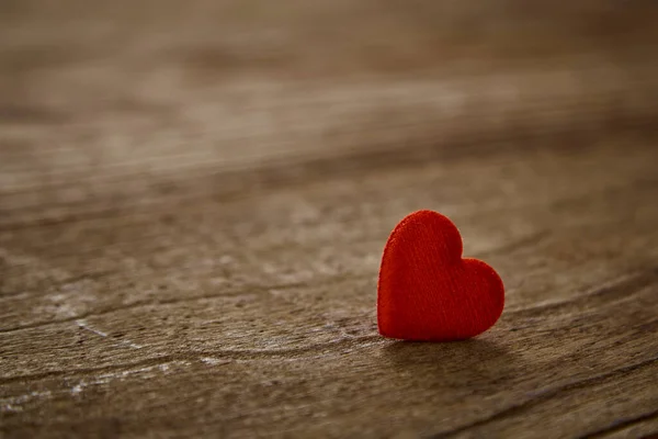 Valentin Fond Amour Coeur Rouge Sur Table Rustique Vintage Bois — Photo