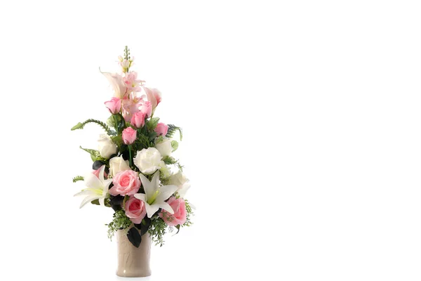 Beautiful Bouquet Flower Vase Isolated White Background — Stock Photo, Image