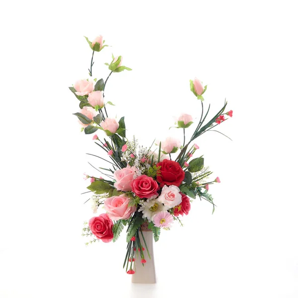 Beautiful Bouquet Flower Vase Isolated White Background — Stock Photo, Image