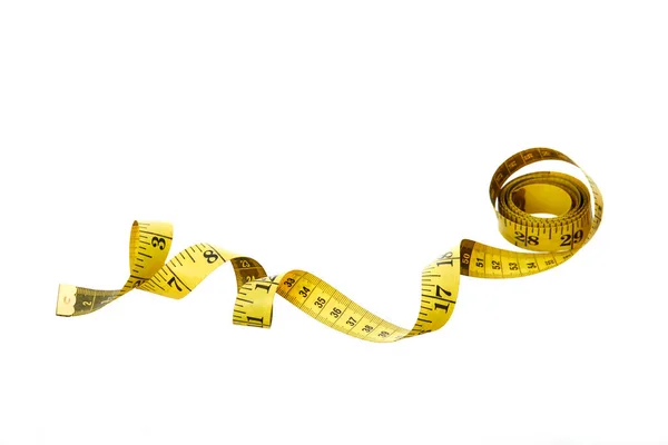 Yellow Measuring Tape Isolated White Background — Stock Photo, Image