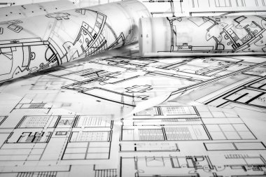 İnşaat ve mimari temanın mimari çizimleri. Bu görüntünün unsurları Nasa tarafından desteklenmektedir.