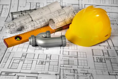 Sarı başlık, seviye, sifon ve proje çizimleri