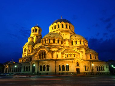 Sofya 'daki Bulgar Ortodoks St. Alexander Nevsky Katedrali' nin güzel manzarası