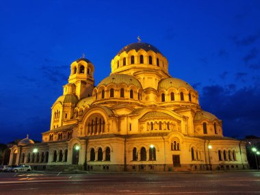Sofya 'daki Bulgar Ortodoks St. Alexander Nevsky Katedrali' nin güzel manzarası