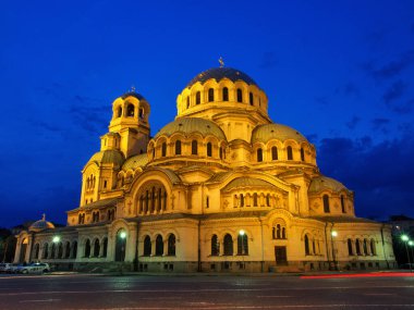Sofya 'daki Bulgar Ortodoks St. Alexander Nevsky Katedrali' nin güzel manzarası