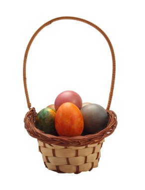 Beyaz arka planda izole edilmiş renkli yumurtalar, Paskalya konsepti 