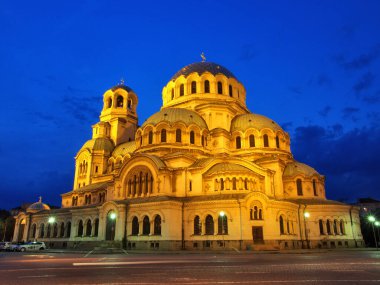Sofya 'daki Bulgar Ortodoks St. Alexander Nevsky Katedrali' nin güzel manzarası