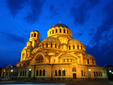 Sofya 'daki Bulgar Ortodoks St. Alexander Nevsky Katedrali' nin güzel manzarası