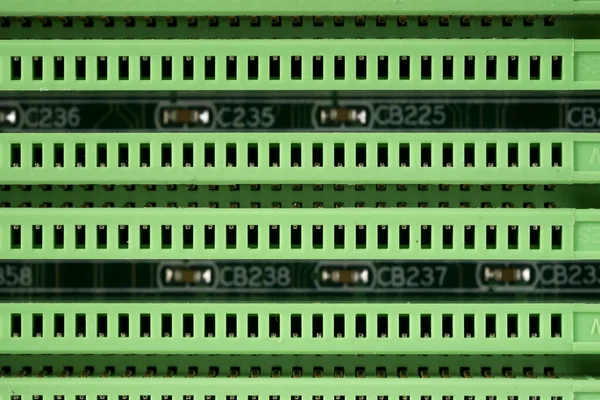 Detailní Pohled Zelené Patice Počítače — Stock fotografie