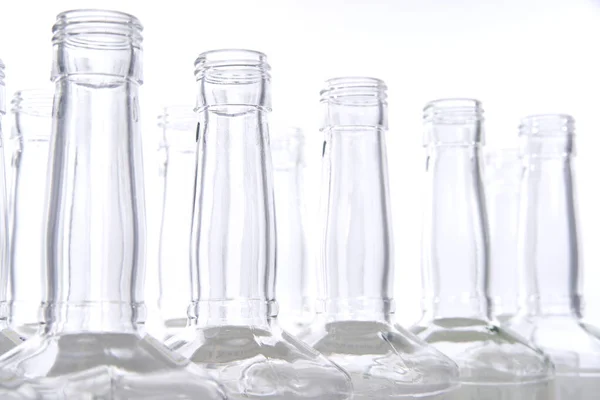 Glasflaskor Isolerad Vit Bakgrund — Stockfoto