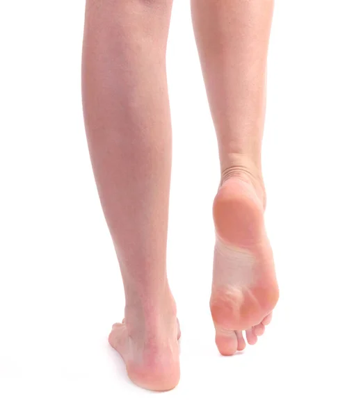 Schöne Weibliche Beine Und Füße Auf Weißem Hintergrund — Stockfoto