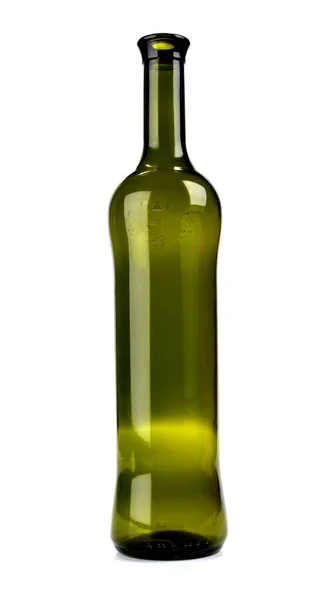 Empty Green Bottle Wine Isolated White Background — Stock Photo, Image