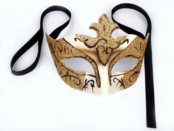 Golden Carnival Mask Isolated White Background — Stock Photo, Image