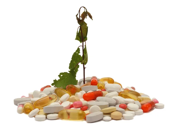 Ilaç Hapları Haplar Kapsüller Beyaz Arka Planda — Stok fotoğraf