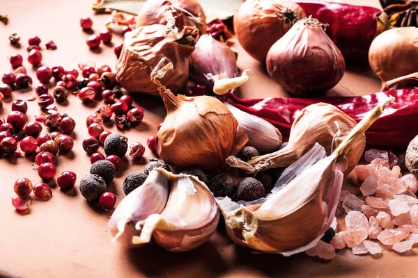 Hete Paprika Uien Specerijen — Stockfoto