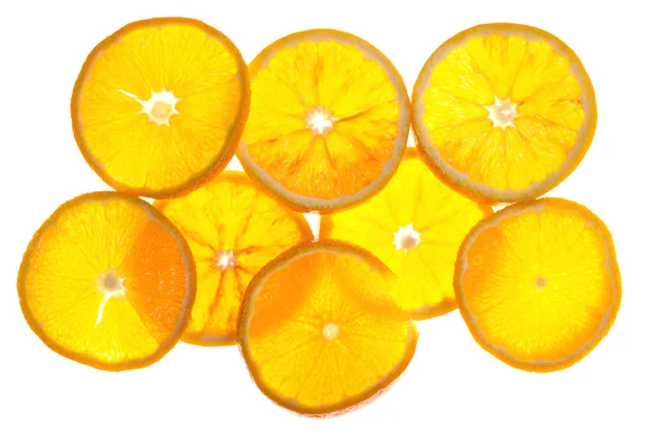 Vers Gesneden Cirkels Sinaasappels Witte Achtergrond — Stockfoto