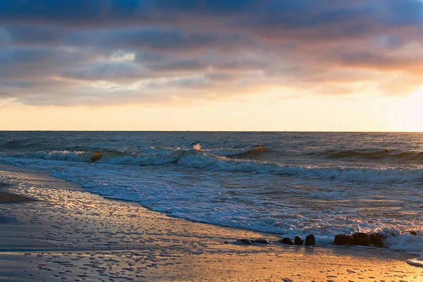 Costa Del Mar Báltico Atardecer Primer Plano —  Fotos de Stock