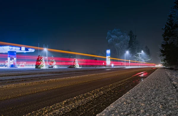 Gas Station Convenience Store Night — Stock Photo, Image