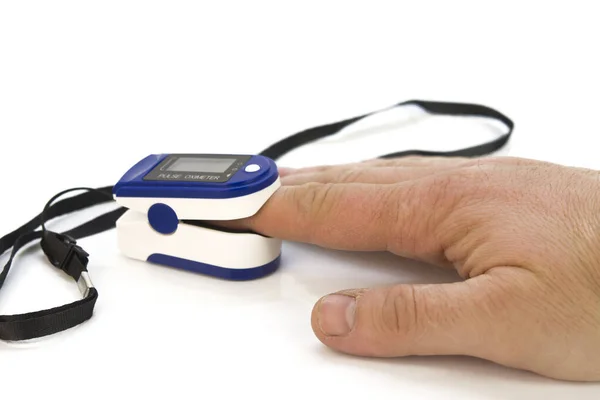 Pulse Oximeter Used Measure Pulse Rate Oxygen Levels — Stock Photo, Image